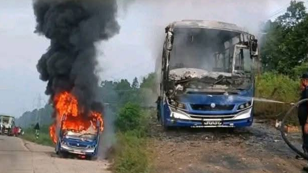 चपुरमा काठमाडौँबाट आउँदै गरेको बसमा आगलागी, मानवीय क्षति भने नभएको